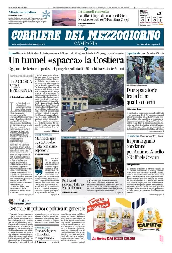 anteprima della prima pagina di corriere-del-mezzogiorno-campania del 10/05/2024