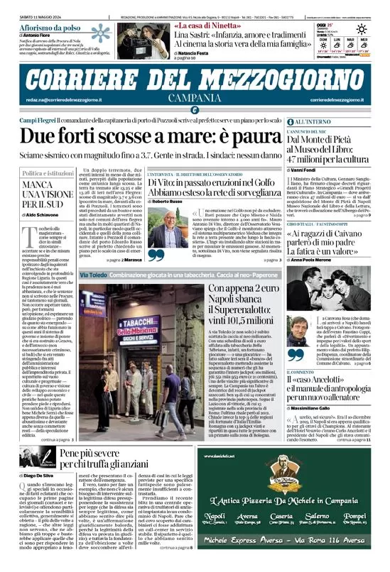 anteprima della prima pagina di corriere-del-mezzogiorno-campania del 11/05/2024