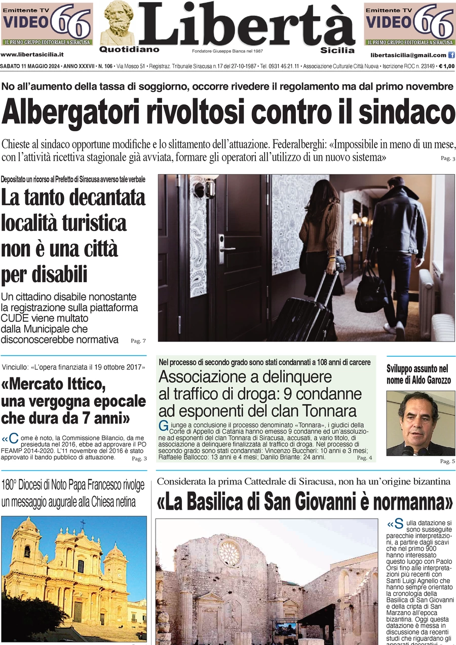 anteprima della prima pagina di libert-sicilia del 11/05/2024