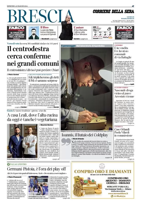 anteprima della prima pagina di corriere-della-sera-brescia del 12/05/2024