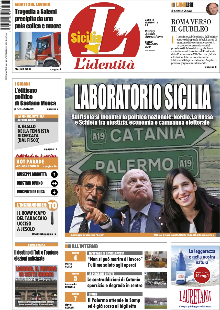 anteprima della prima pagina di lidentit-della-sicilia del 12/05/2024