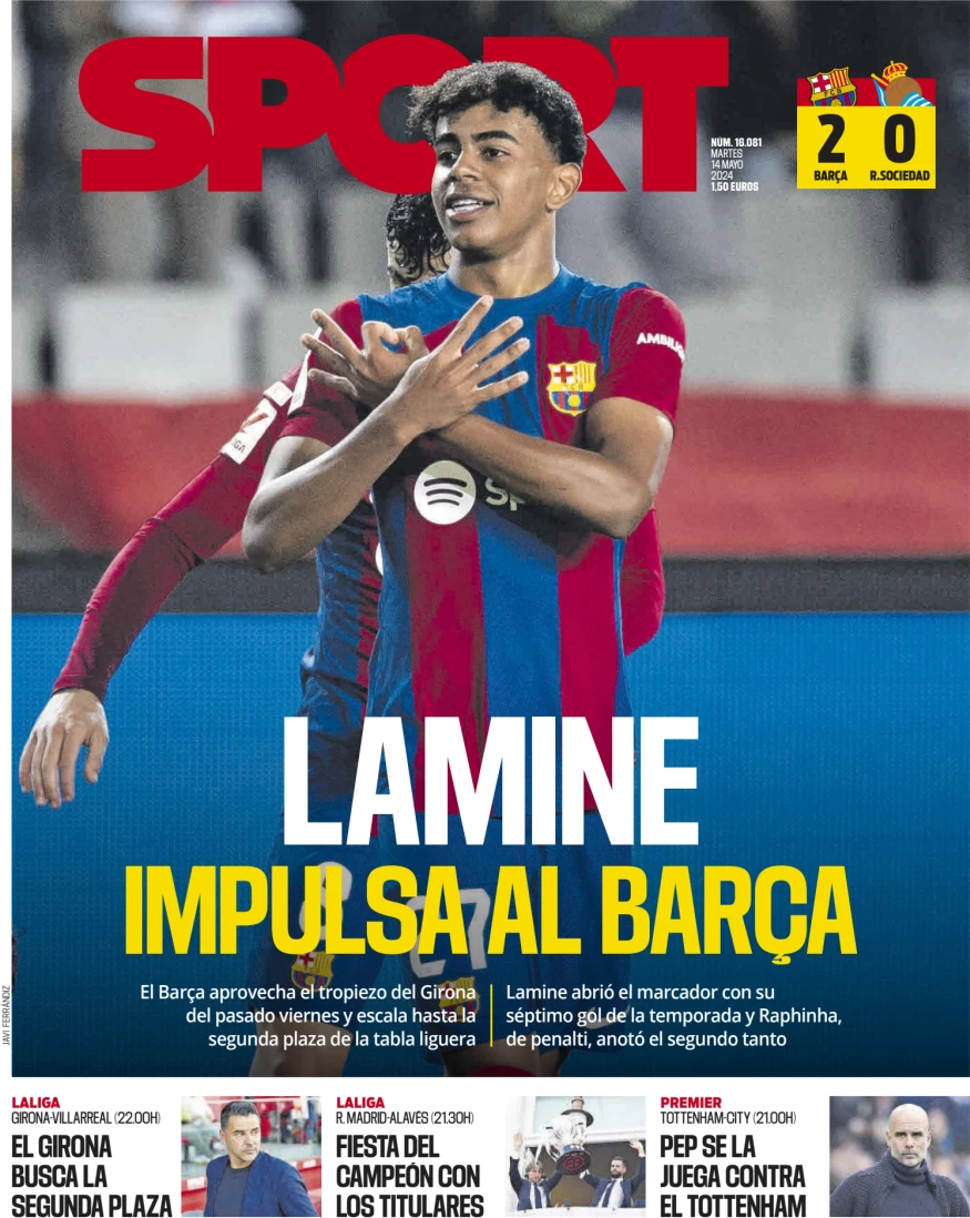 anteprima della prima pagina di sport-barcelona del 14/05/2024