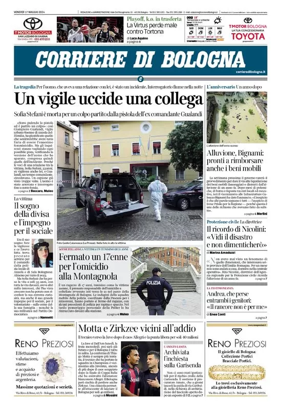 anteprima della prima pagina di corriere-di-bologna del 17/05/2024
