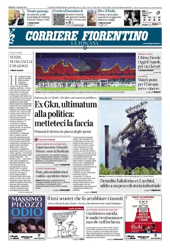 anteprima della prima pagina di corriere-fiorentino del 17/05/2024