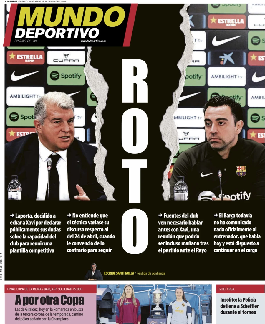 Anteprima prima pagina della rasegna stampa di ieri 2024-05-18 - mundo-deportivo/