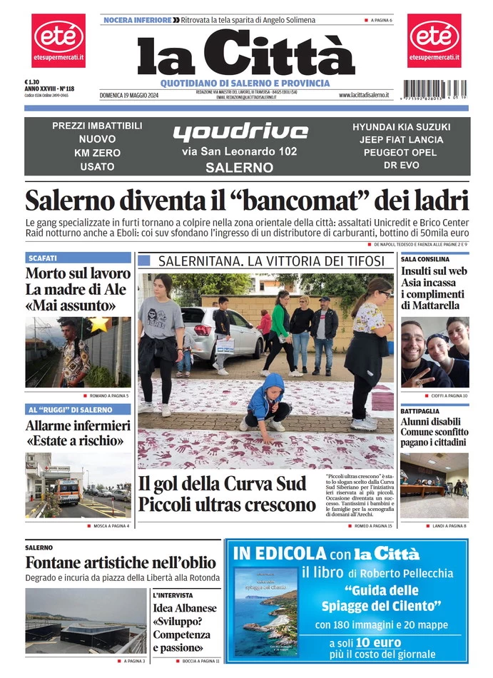 prima pagina - La Città (Salerno) del 19/05/2024