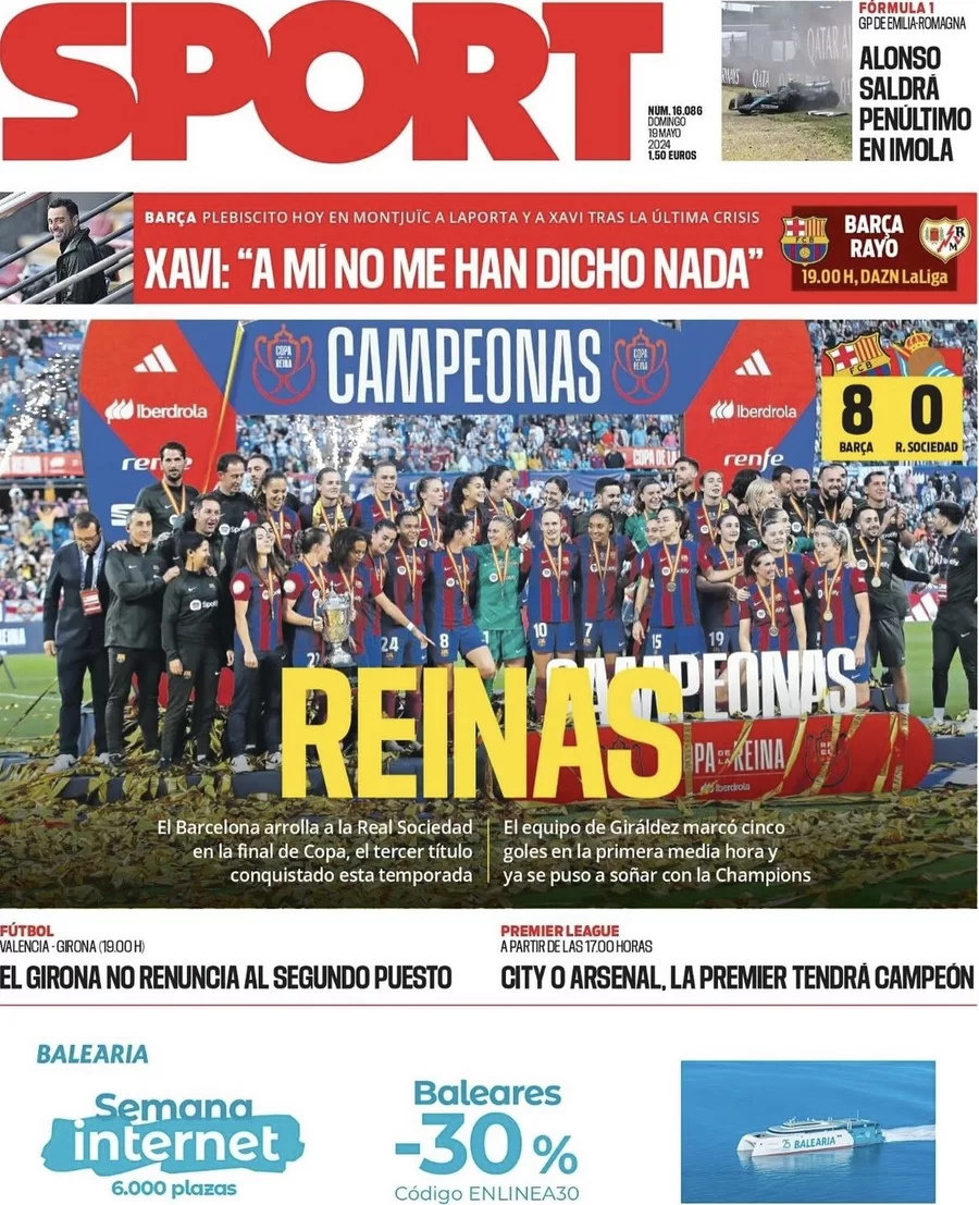 prima pagina - SPORT (Barcelona) del 19/05/2024
