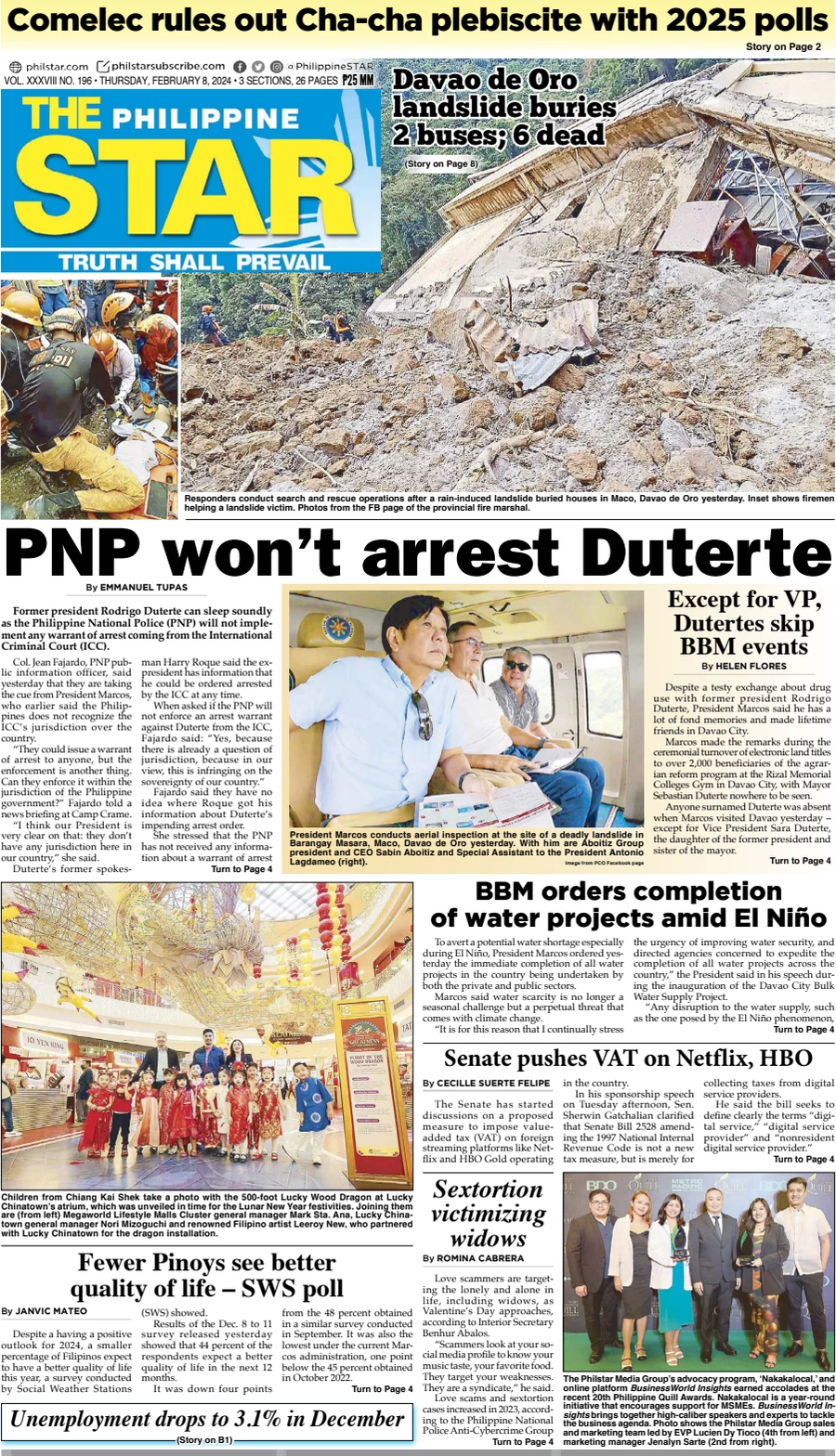 anteprima della prima pagina di the-philippine-star del 09/02/2024