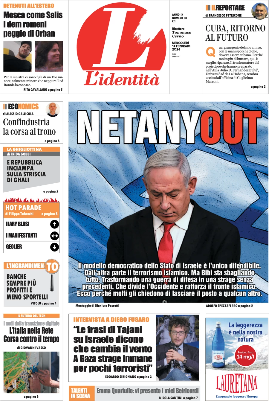 anteprima della prima pagina di lidentit del 13/02/2024