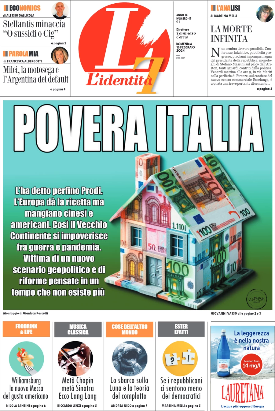 anteprima della prima pagina di lidentit del 17/02/2024