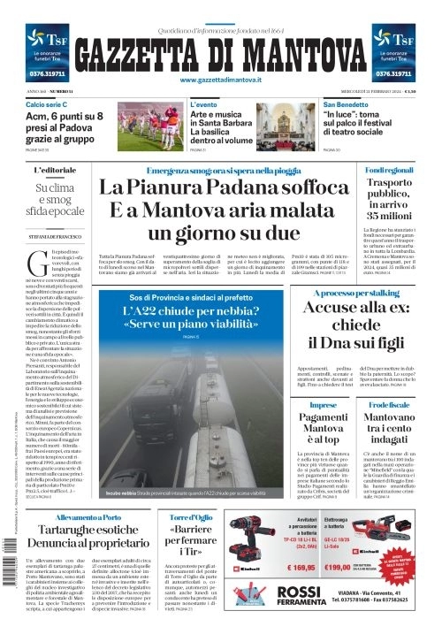 prima pagina - Gazzetta di Mantova del 20/02/2024