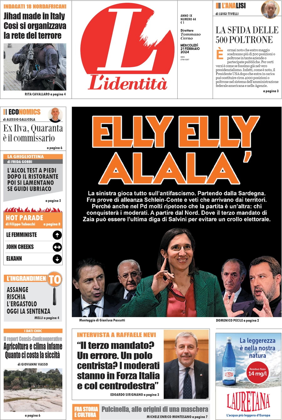 anteprima della prima pagina di lidentit del 20/02/2024