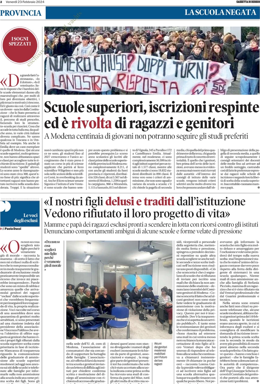 prima pagina - Gazzetta di Reggio del 23/02/2024