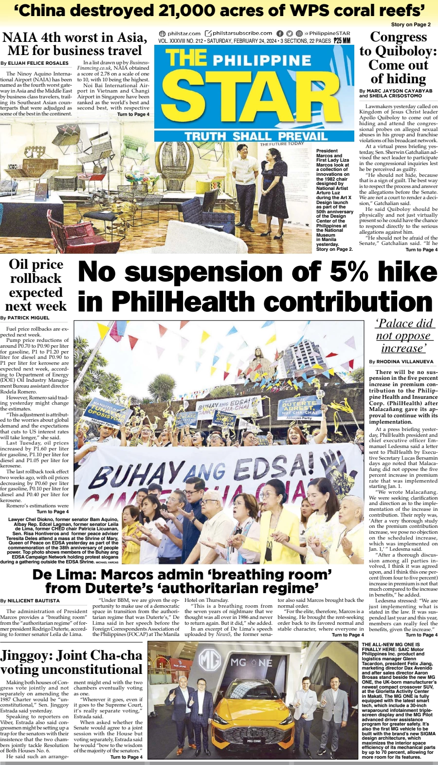 anteprima della prima pagina di the-philippine-star del 23/02/2024