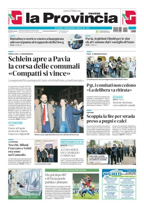 prima pagina - La Provincia Pavese del 24/02/2024
