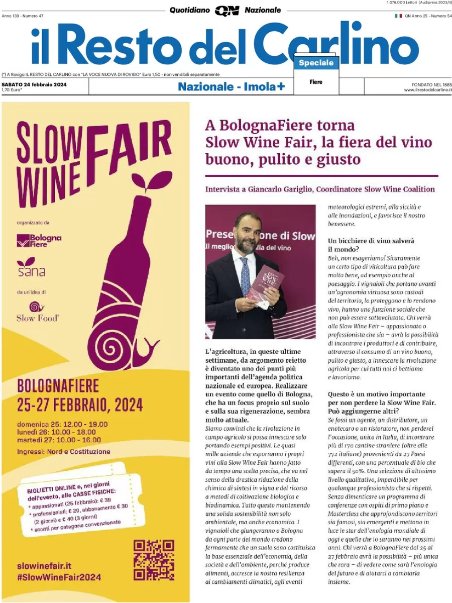 anteprima della prima pagina di il-resto-del-carlino del 24/02/2024