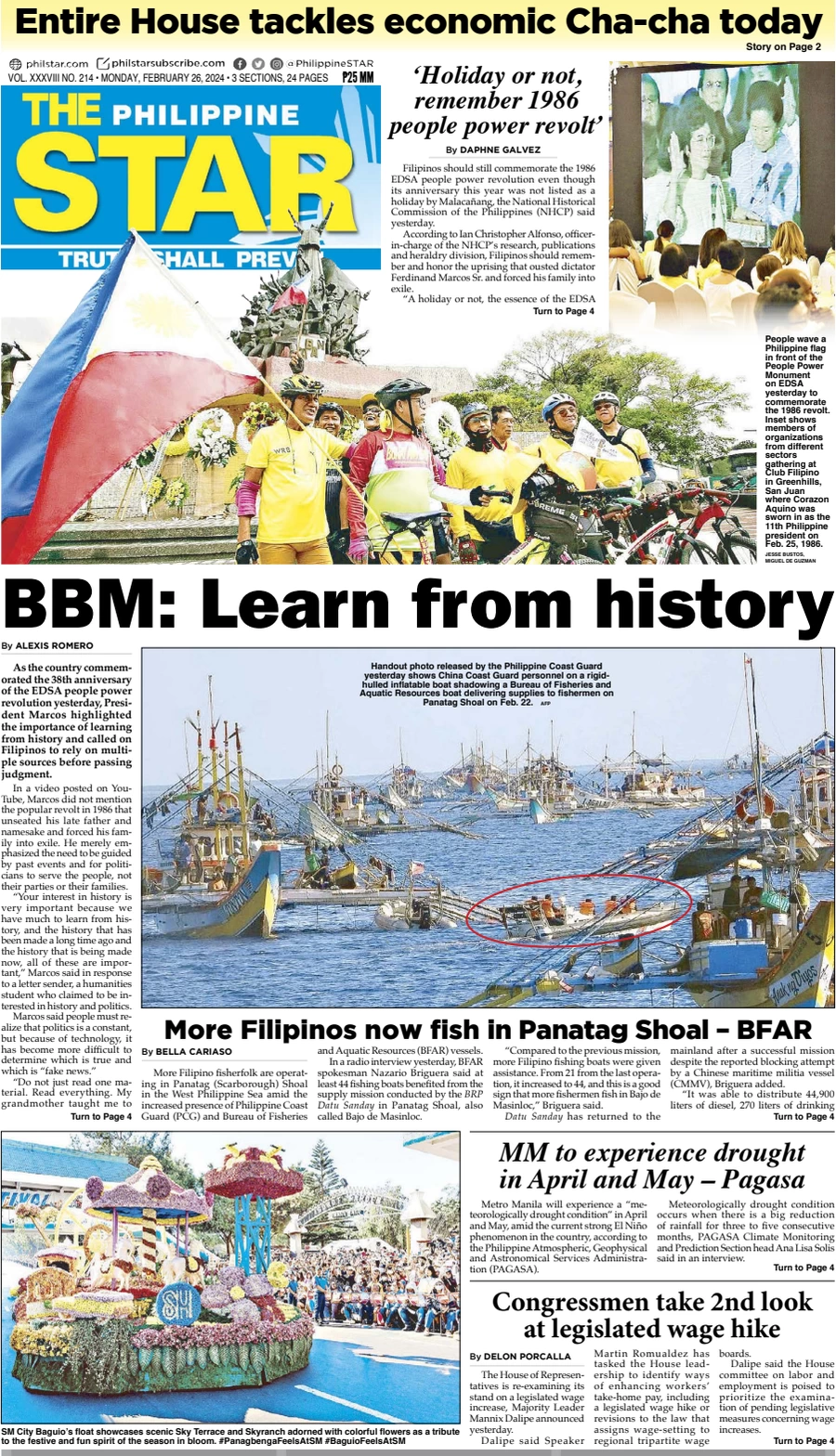anteprima della prima pagina di the-philippine-star del 25/02/2024