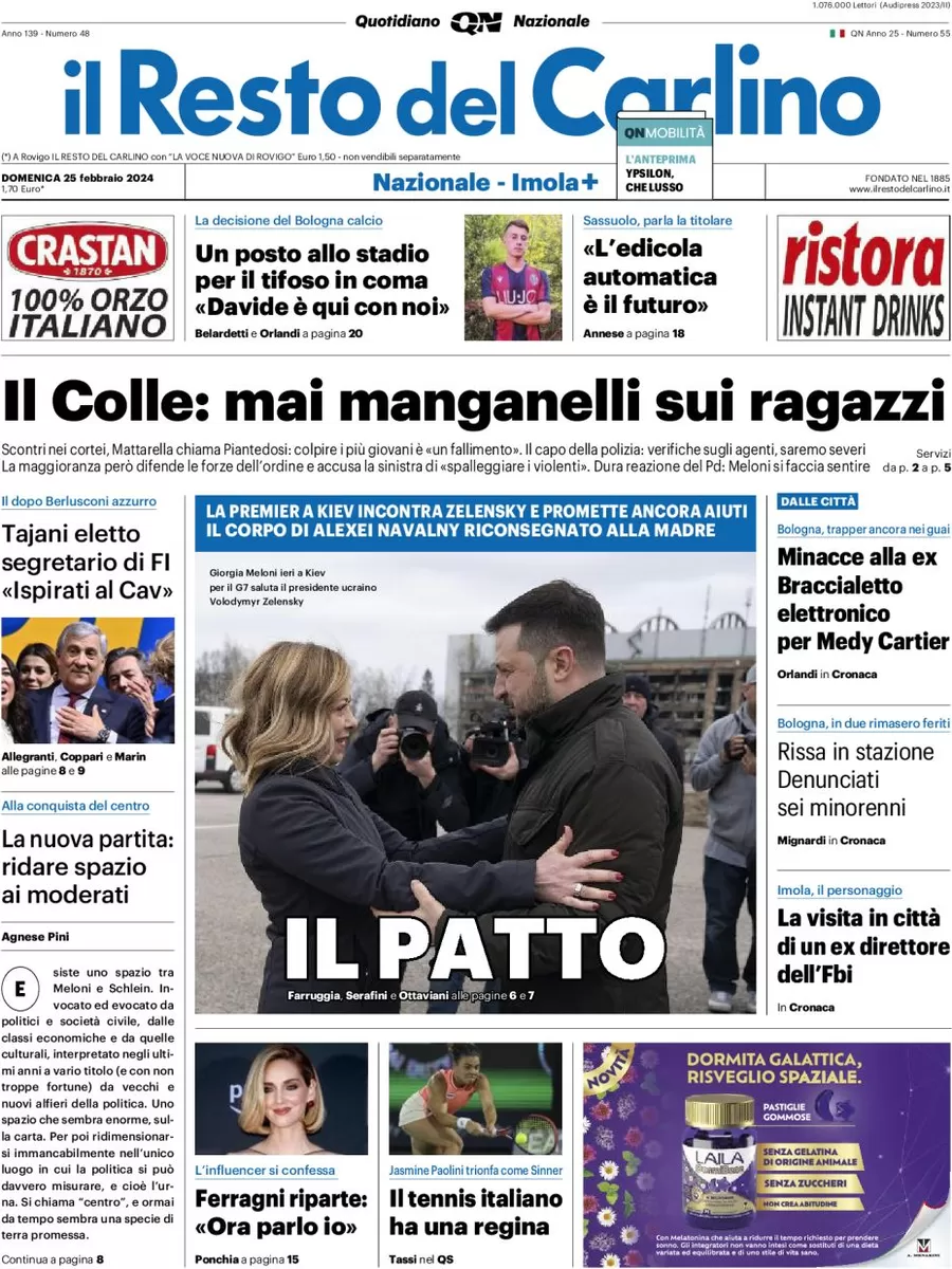 anteprima della prima pagina di il-resto-del-carlino del 25/02/2024