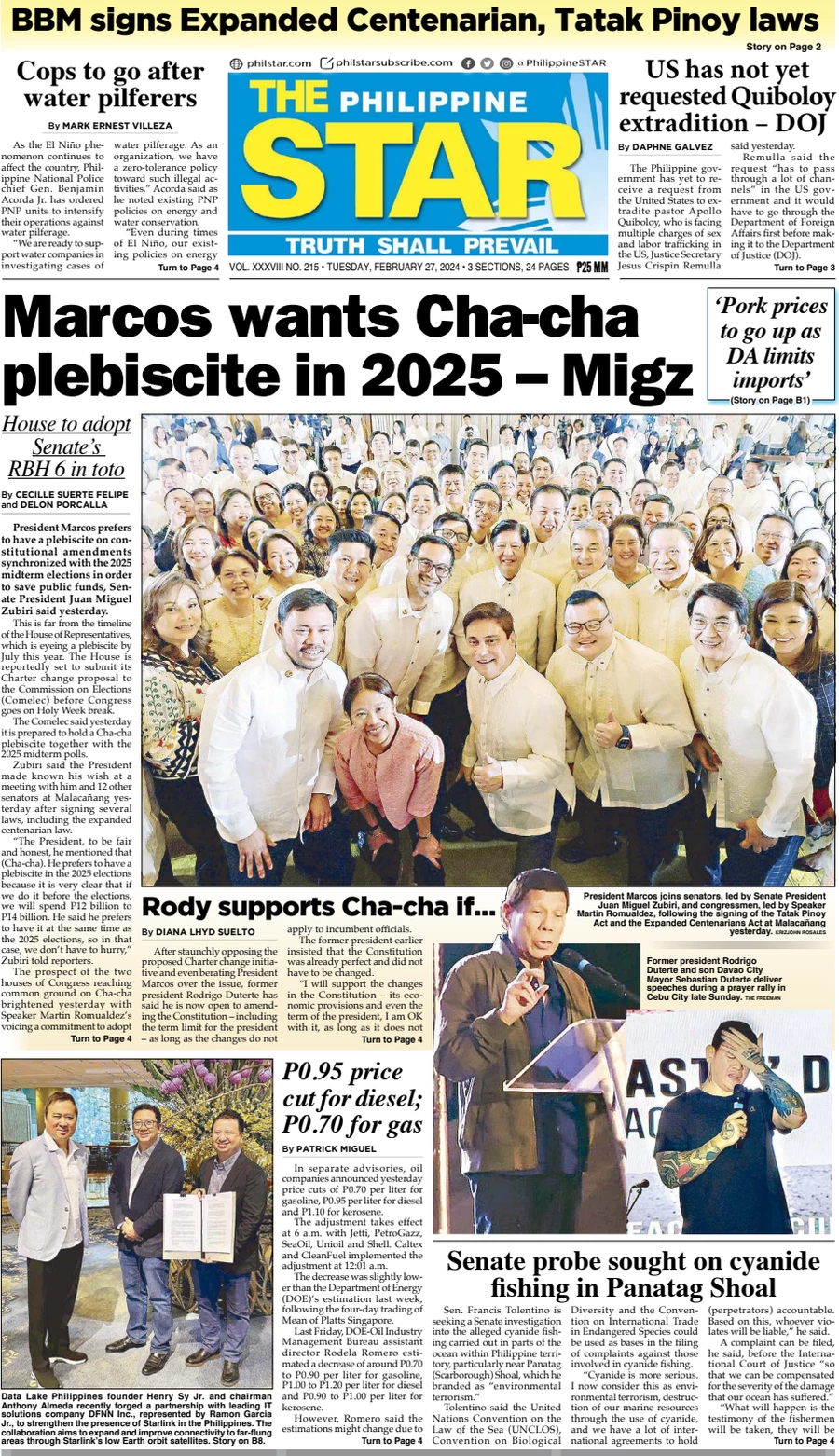 anteprima della prima pagina di the-philippine-star del 26/02/2024