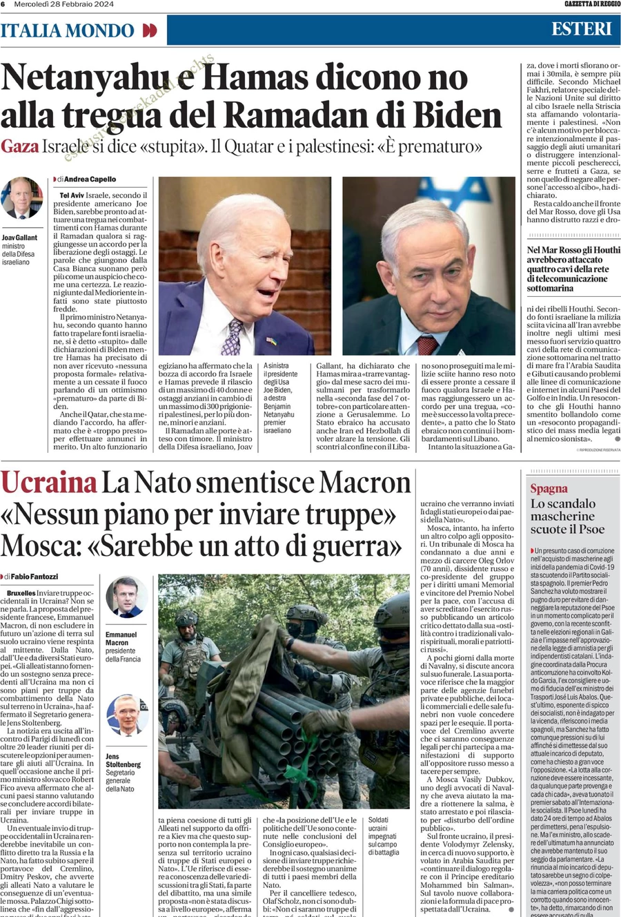 prima pagina - Gazzetta di Reggio del 28/02/2024