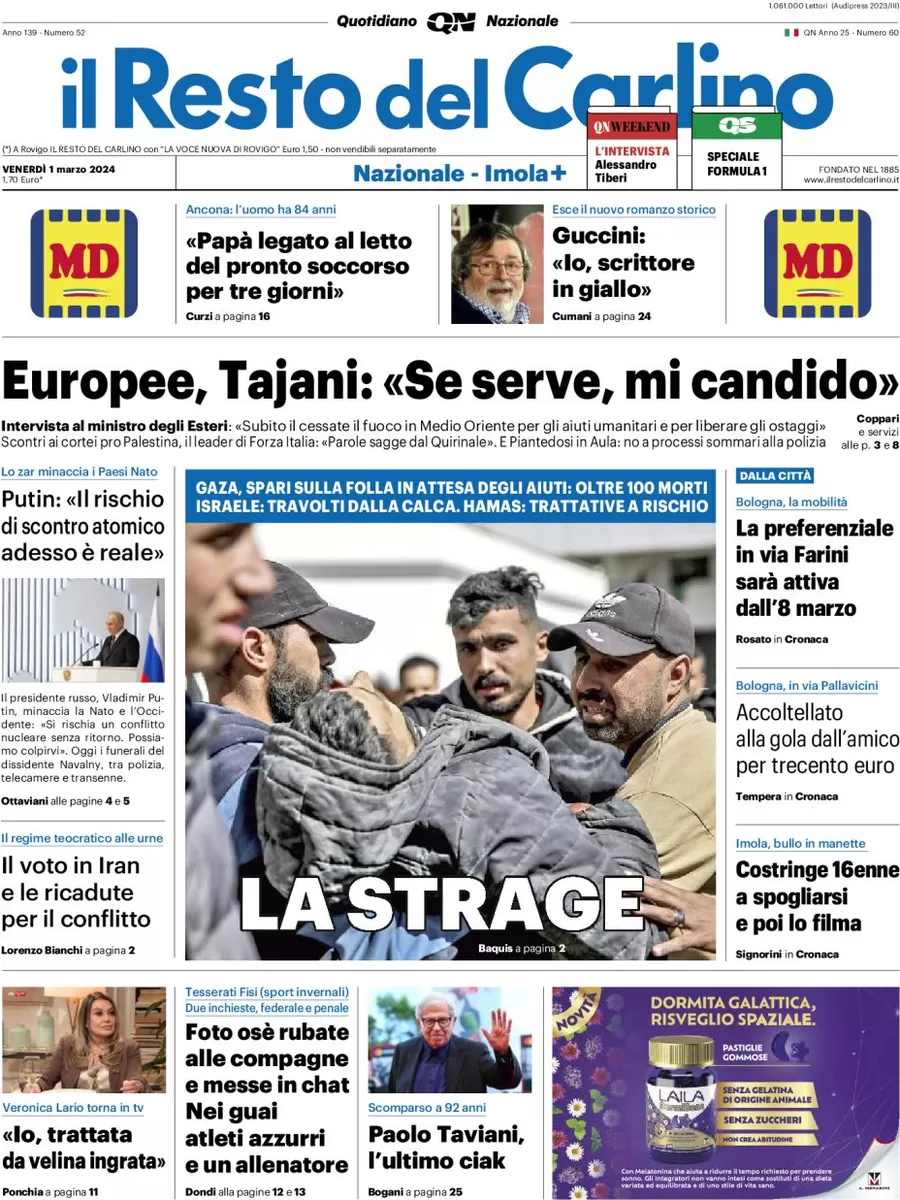 anteprima della prima pagina di il-resto-del-carlino del 01/03/2024