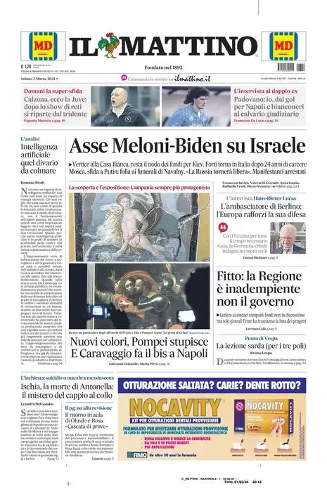 anteprima della prima pagina di il-mattino del 01/03/2024