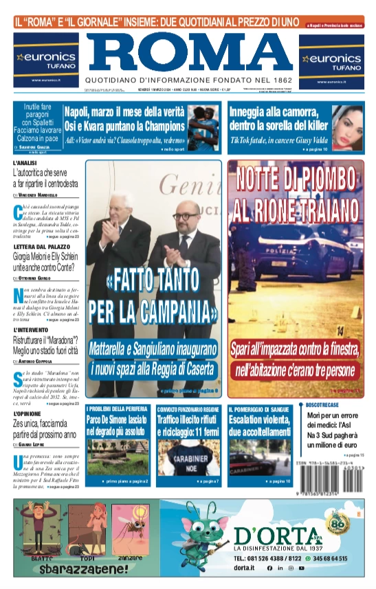 prima pagina - Il Roma (Quotidiano di Napoli) del 01/03/2024