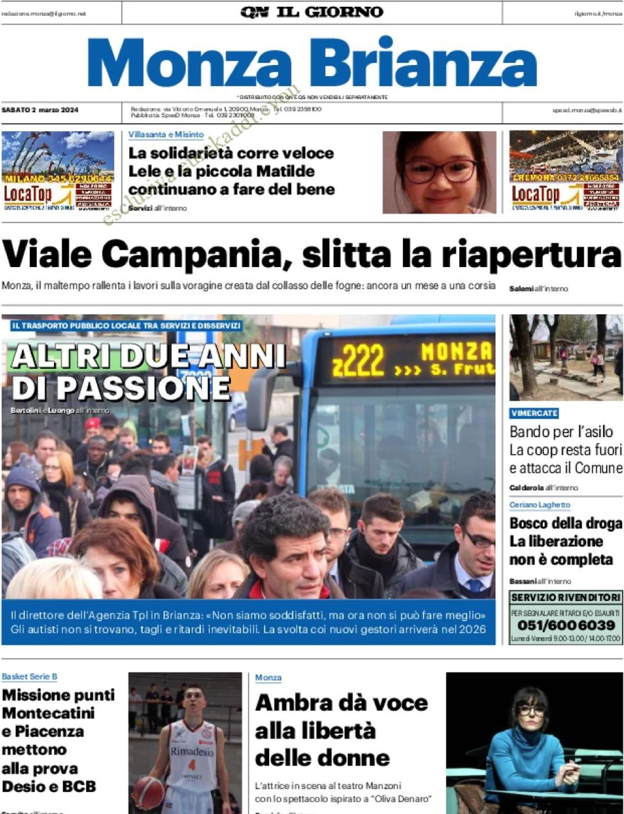 prima pagina - Il Giorno (Monza Brianza) del 02/03/2024