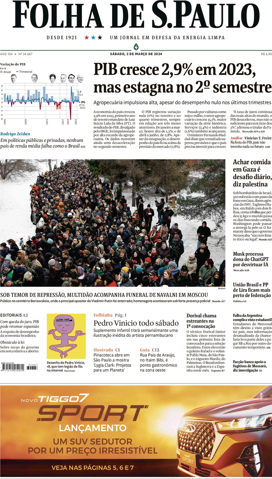 anteprima della prima pagina di folha-de-s.paulo del 02/03/2024