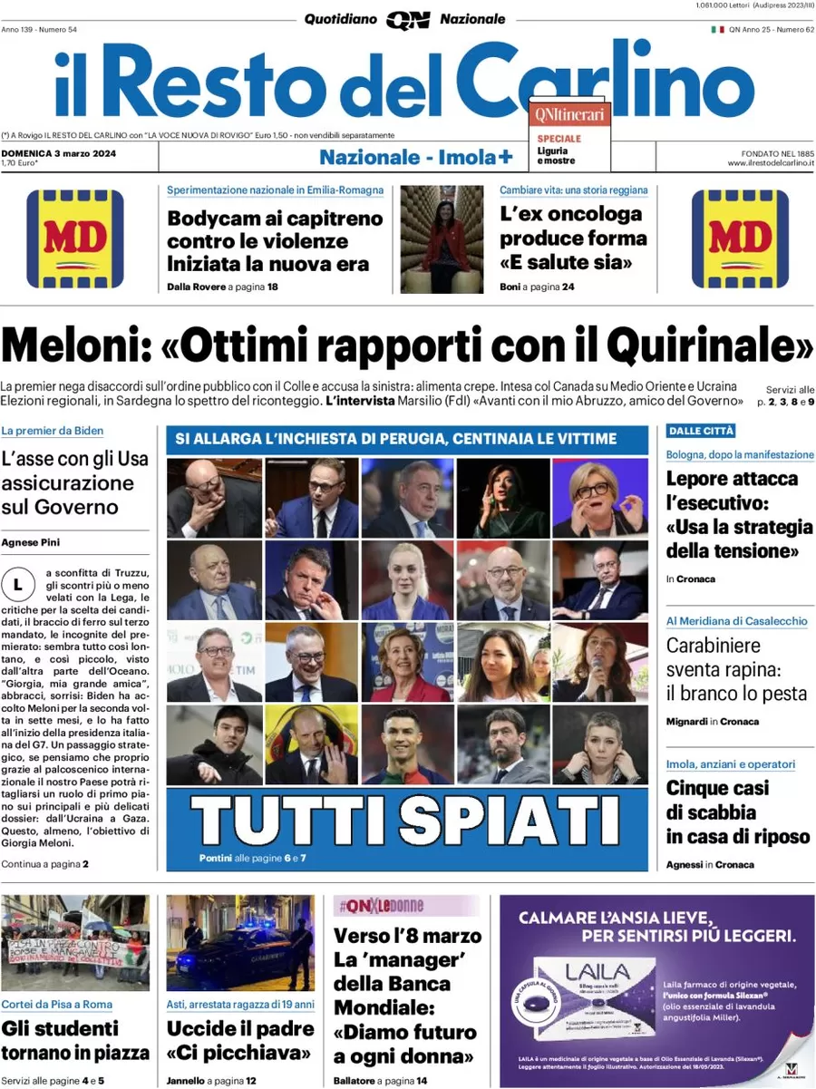 anteprima della prima pagina di il-resto-del-carlino del 03/03/2024