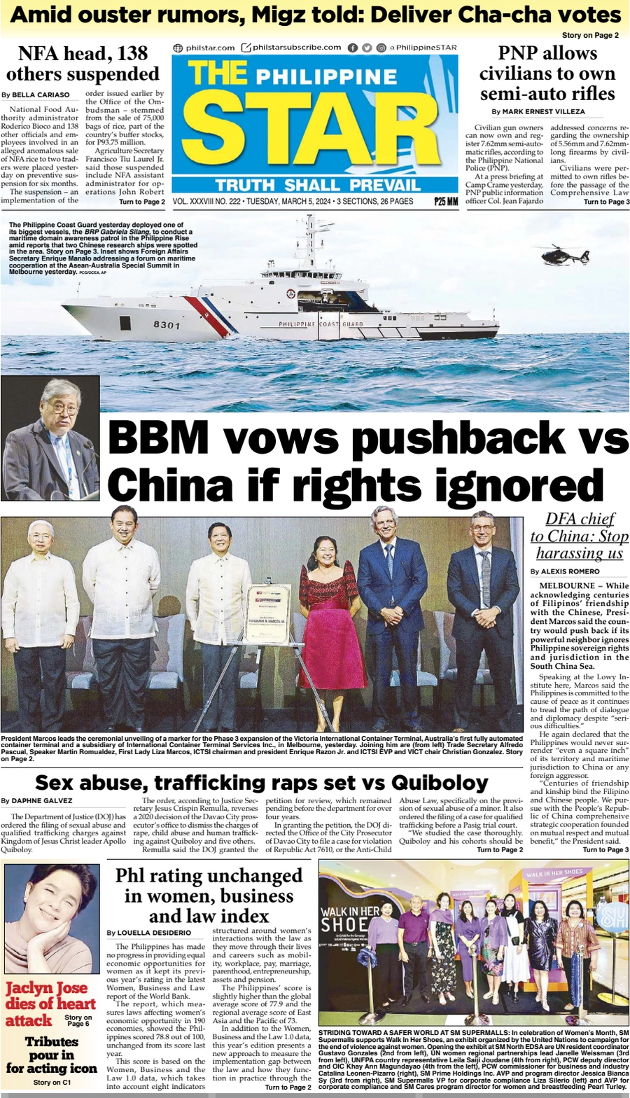 anteprima della prima pagina di the-philippine-star del 04/03/2024