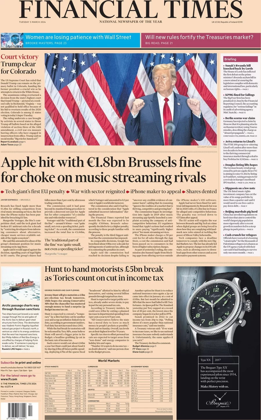 prima pagina - Financial Times del 04/03/2024