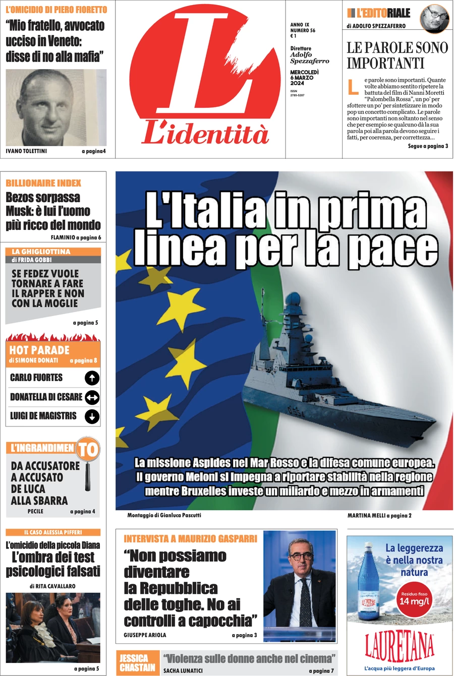 anteprima della prima pagina di lidentit del 05/03/2024