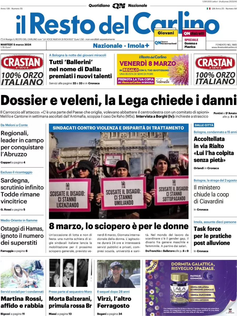 prima pagina - Il Resto del Carlino del 05/03/2024