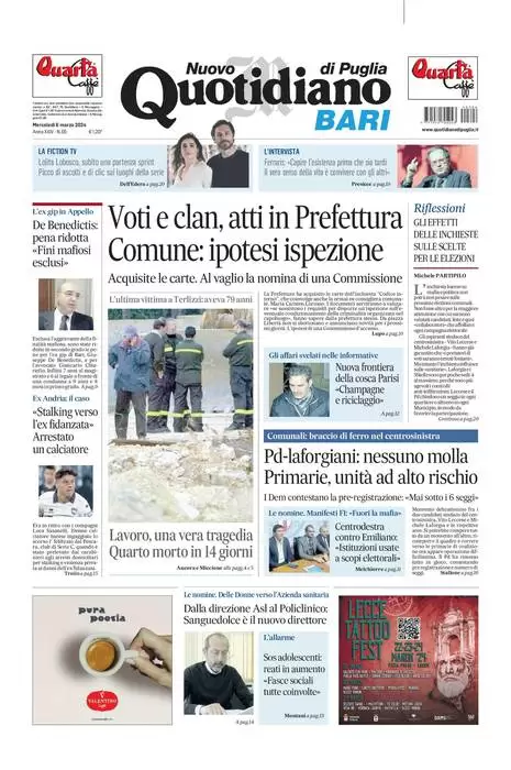 prima pagina - Nuovo Quotidiano di Puglia (Bari) del 06/03/2024