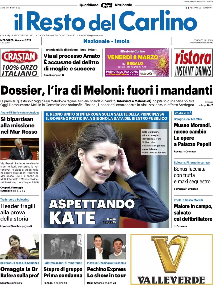 anteprima della prima pagina di il-resto-del-carlino del 06/03/2024