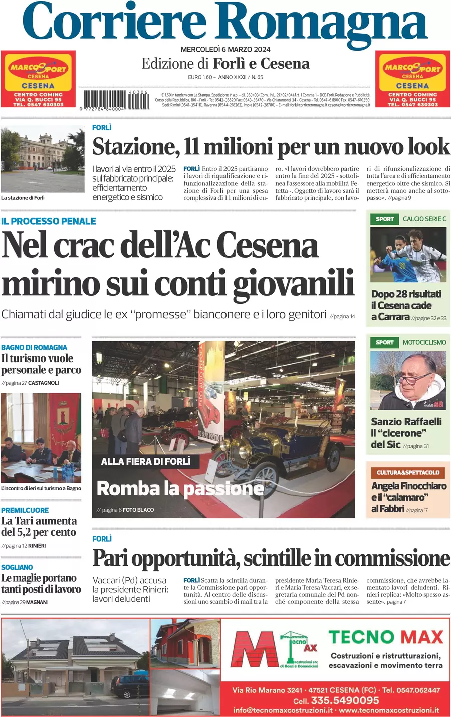 prima pagina - Corriere Romagna (Forl e Cesena) del 06/03/2024