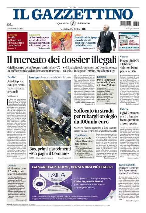 prima pagina - Il Gazzettino del 06/03/2024