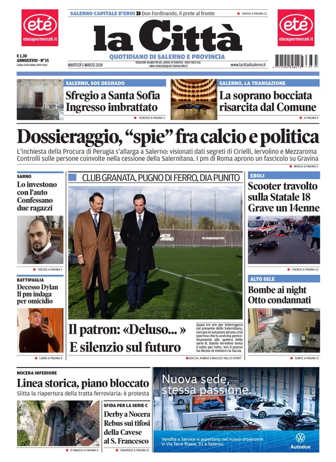 prima pagina - La Citt (Salerno) del 06/03/2024