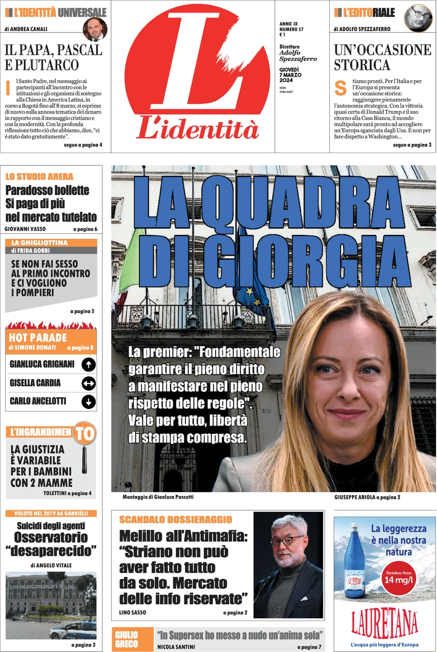 anteprima della prima pagina di lidentit del 06/03/2024