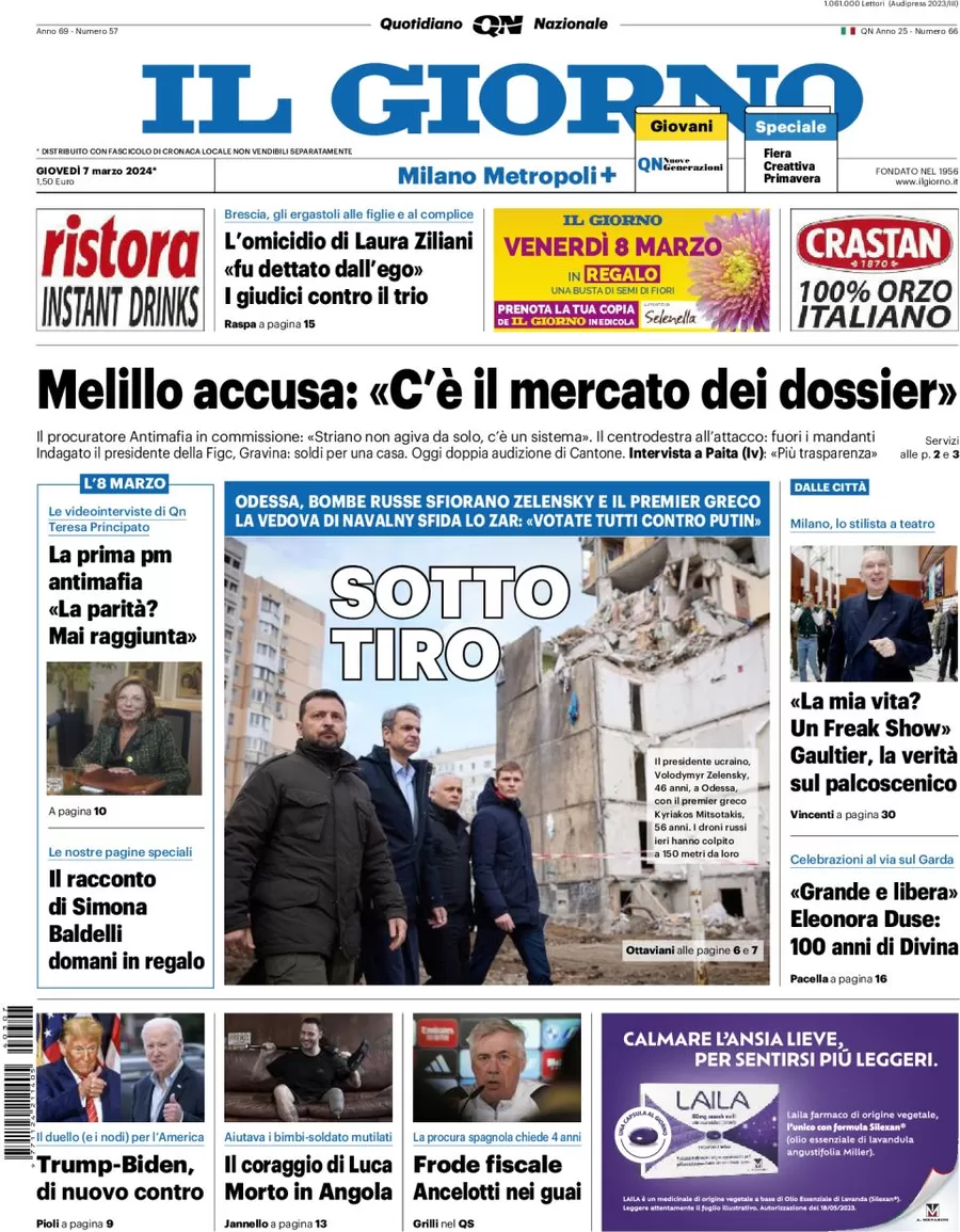 prima pagina - Il Giorno (Milano Metropoli) del 07/03/2024