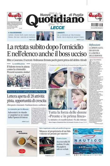 prima pagina - Nuovo Quotidiano di Puglia (Lecce) del 07/03/2024