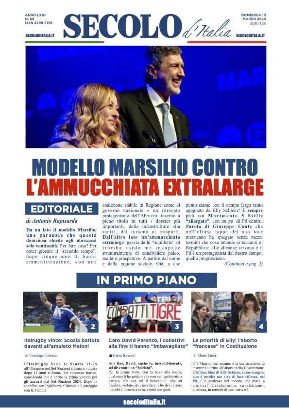 prima pagina - Secolo d'Italia del 09/03/2024