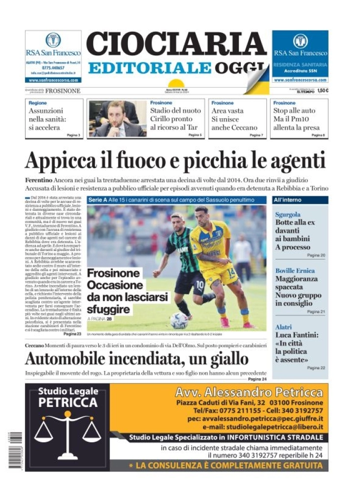 prima pagina - Ciociaria Editoriale Oggi del 09/03/2024