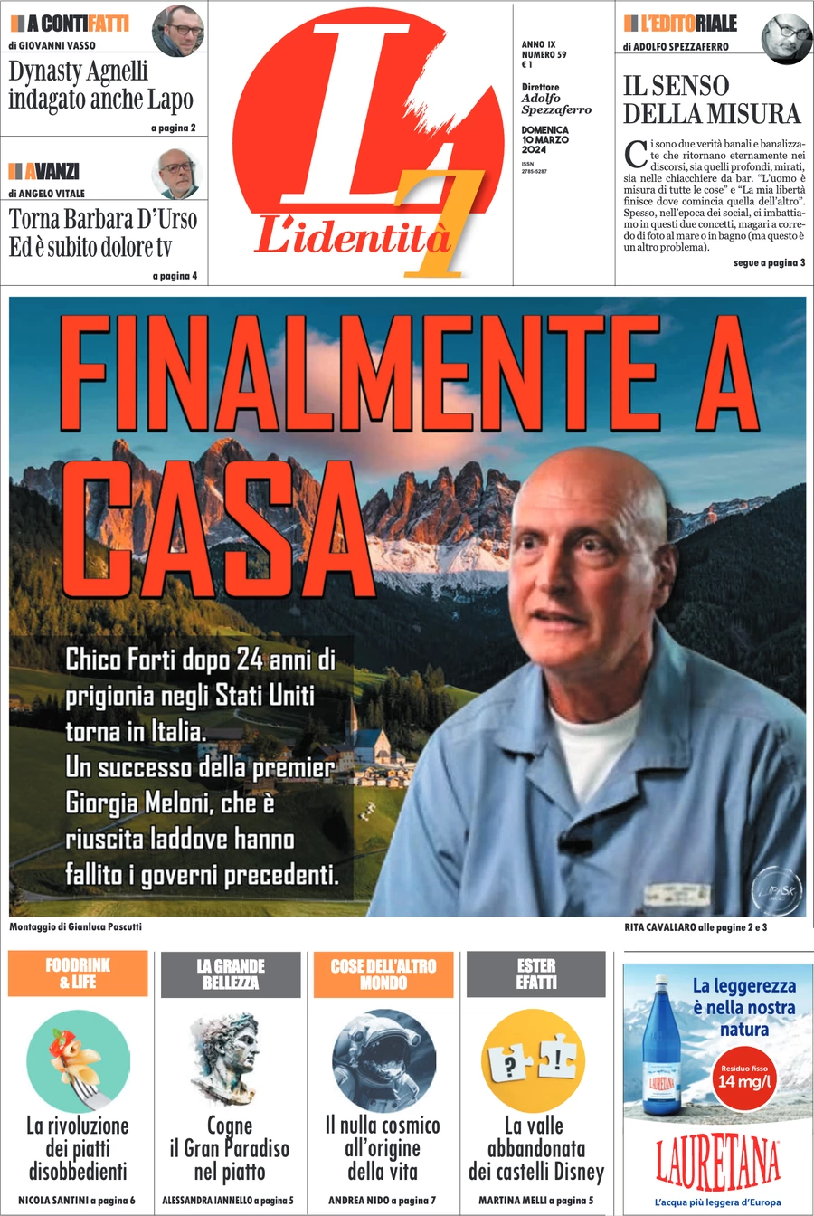 anteprima della prima pagina di lidentit del 10/03/2024