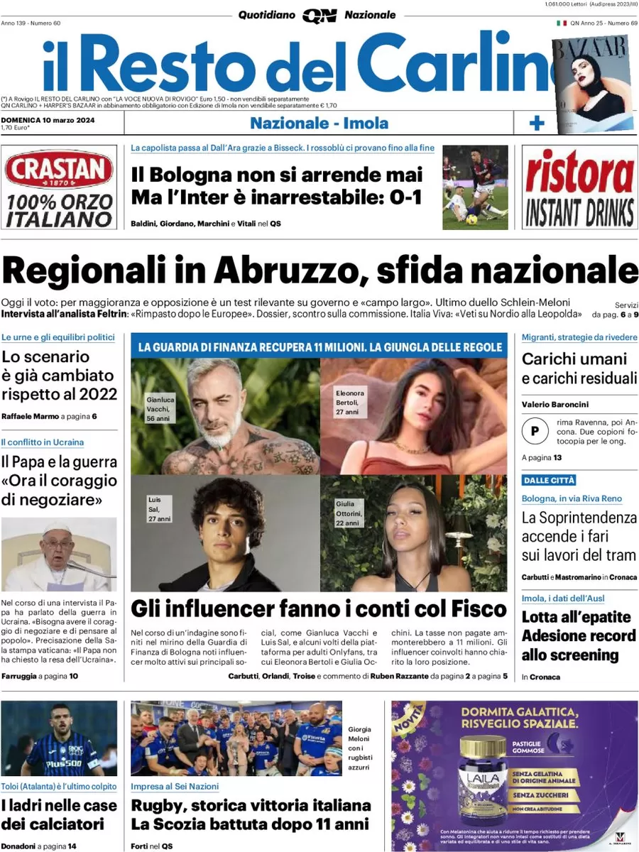 anteprima della prima pagina di il-resto-del-carlino del 10/03/2024