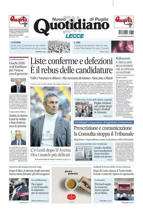 prima pagina - Nuovo Quotidiano di Puglia (Lecce) del 11/03/2024