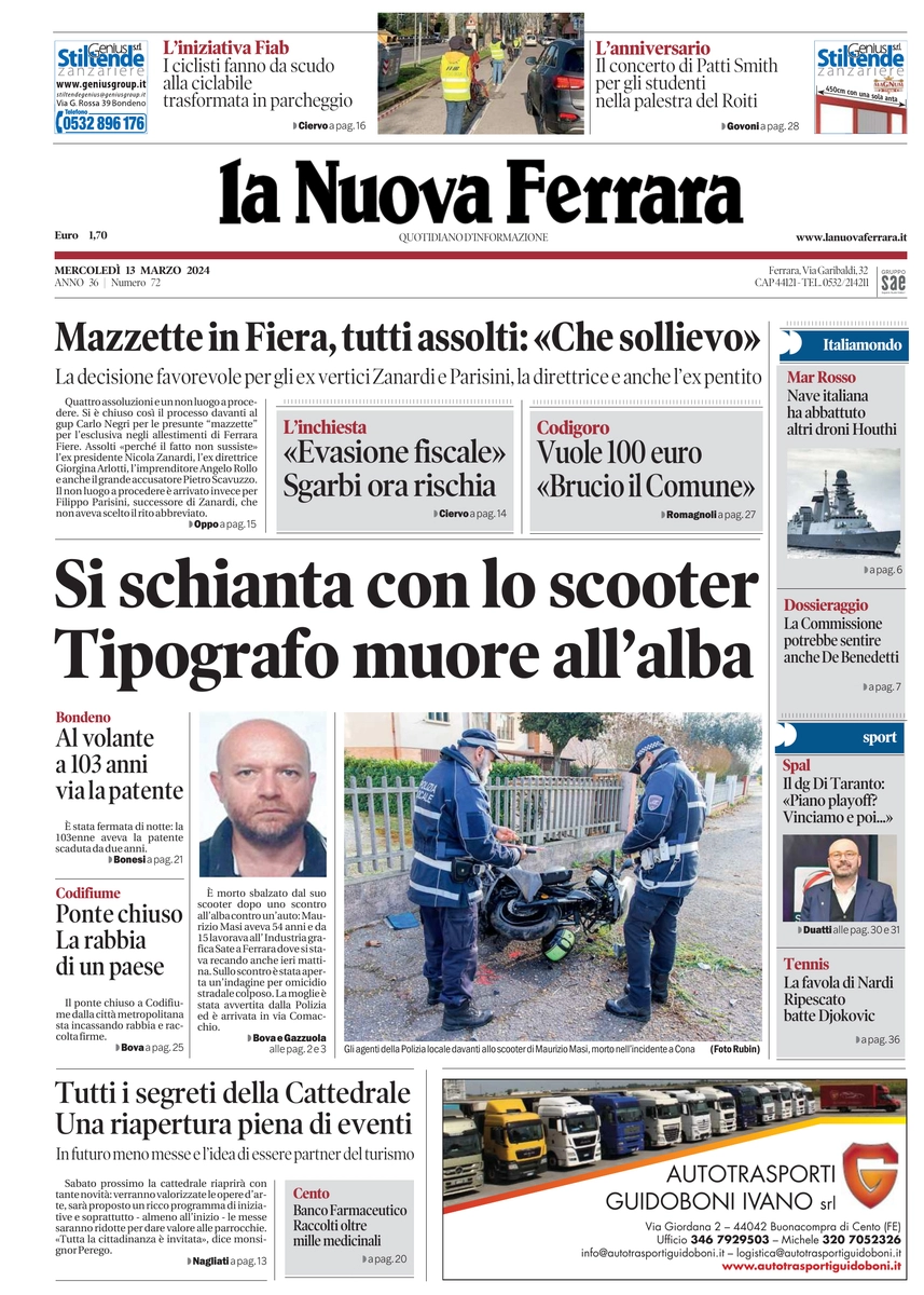 prima pagina - La Nuova Ferrara del 13/03/2024