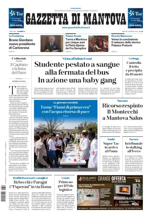 prima pagina - Gazzetta di Mantova del 15/03/2024