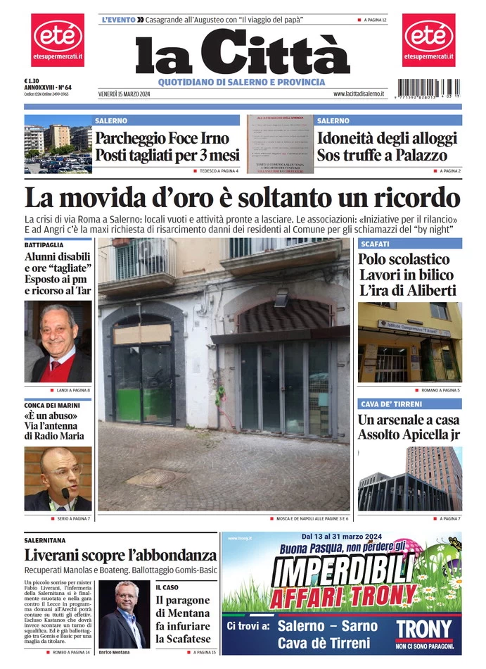 prima pagina - La Citt (Salerno) del 15/03/2024